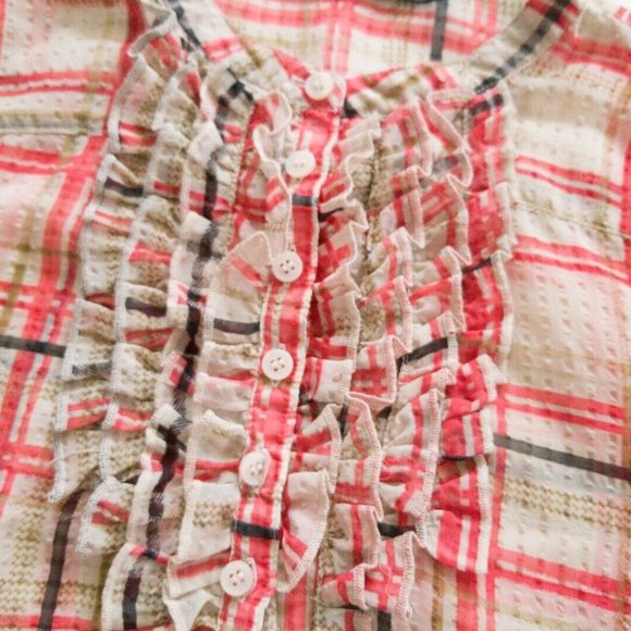 Outback Red Plaid Ruffled Collar Top Sheer - Picture 4 of 7
